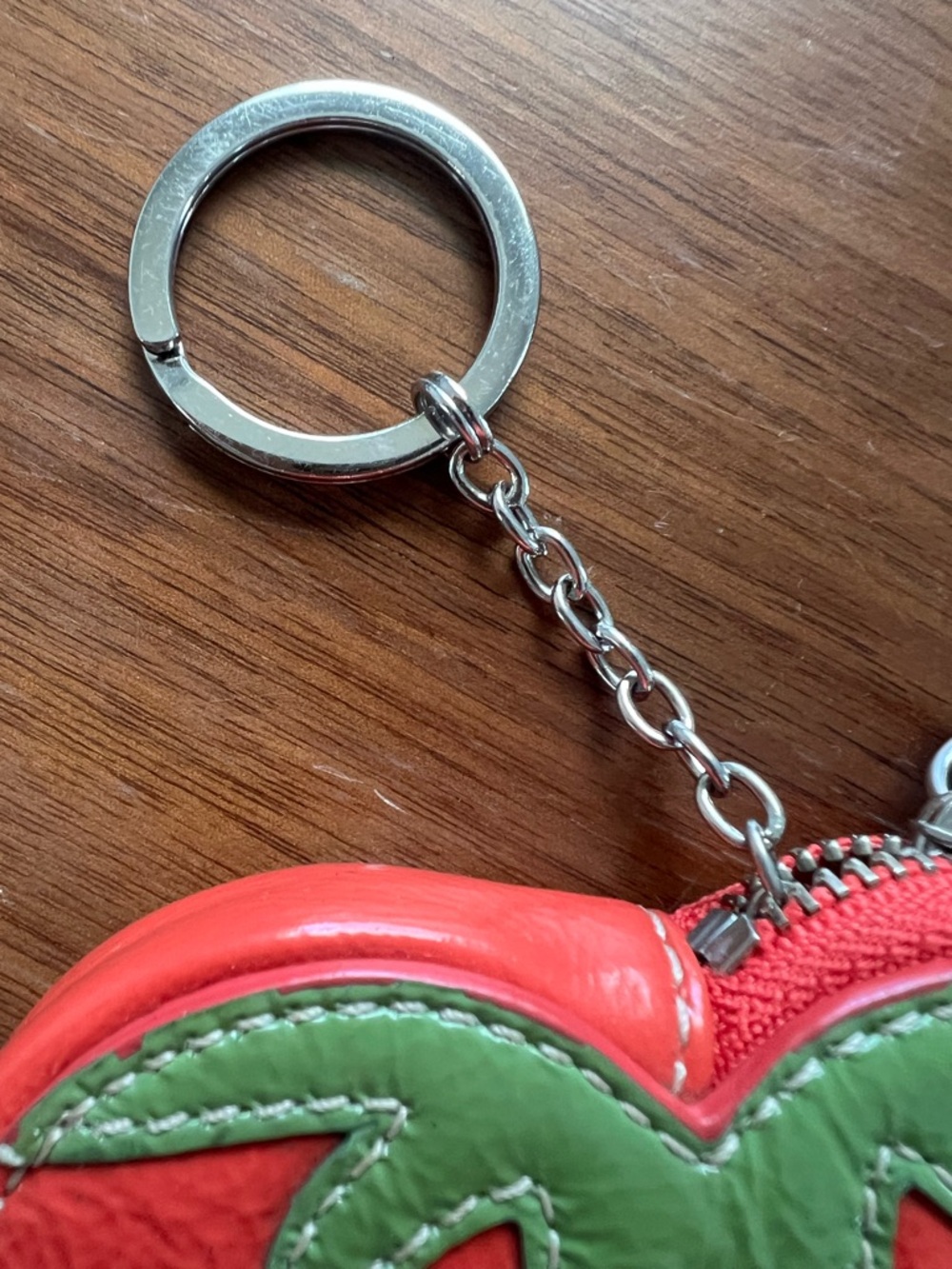 Coach Strawberry Heart Wristlet - Red & Green Key Chain Coin Purse - Picture 2 of 8